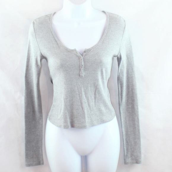 Topshop Tops - Topshop deep scoop neck ribbed knit shirt